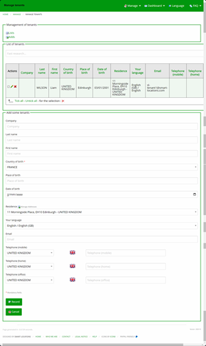 Manage tenants